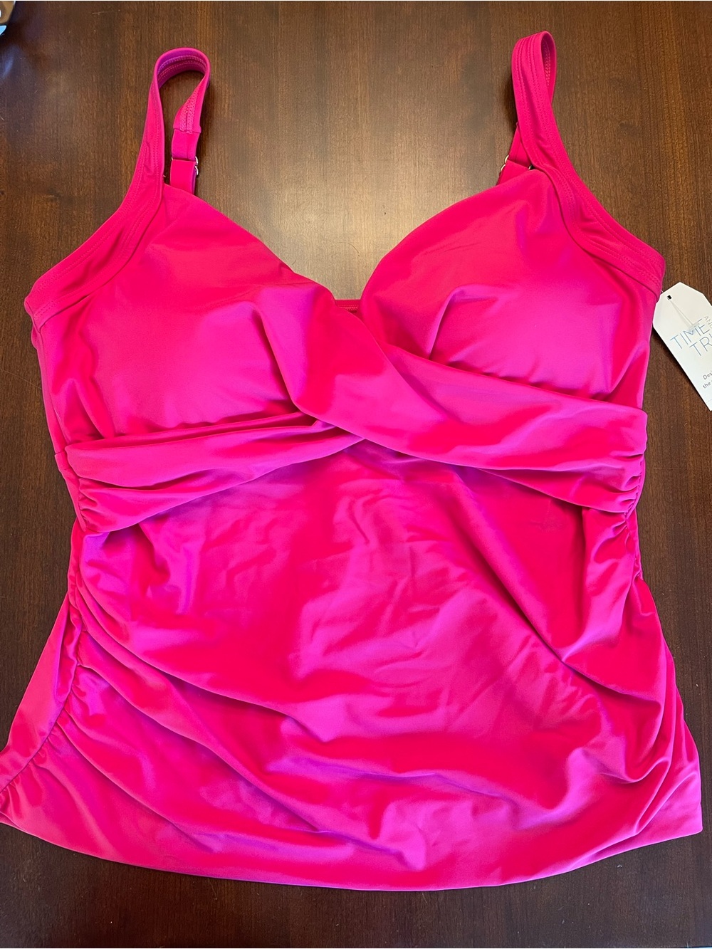 NWT Time and Tru Hot Ruching Tankini Swim Top